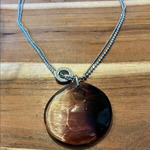Antica Murrina Dark Purple & Clear Two-Tone Silver Necklace